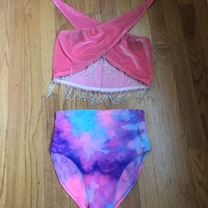 IHeartRaves Velvet Pink Wrap Top